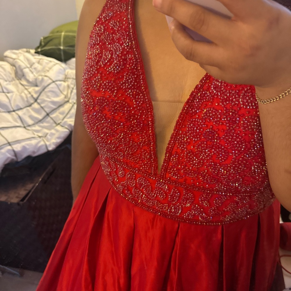 Vienna Prom Red Beaded Dress